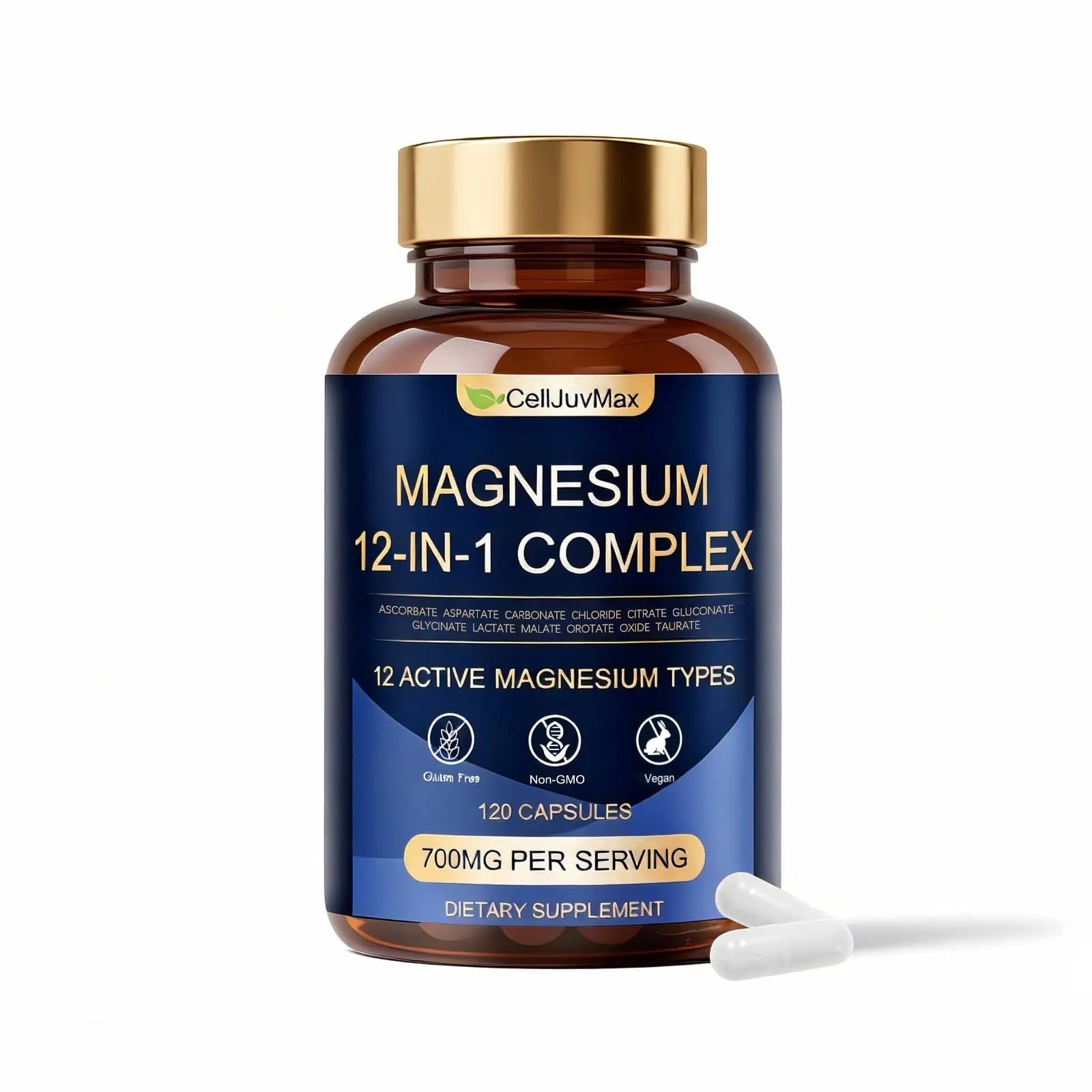 Magnesium 12-in-1 Complex 700mg, with Glycinate & Citrate, Vegan Supplement for Daily Wellness, 120 Capsules (1) WOJJ buy supplements canada