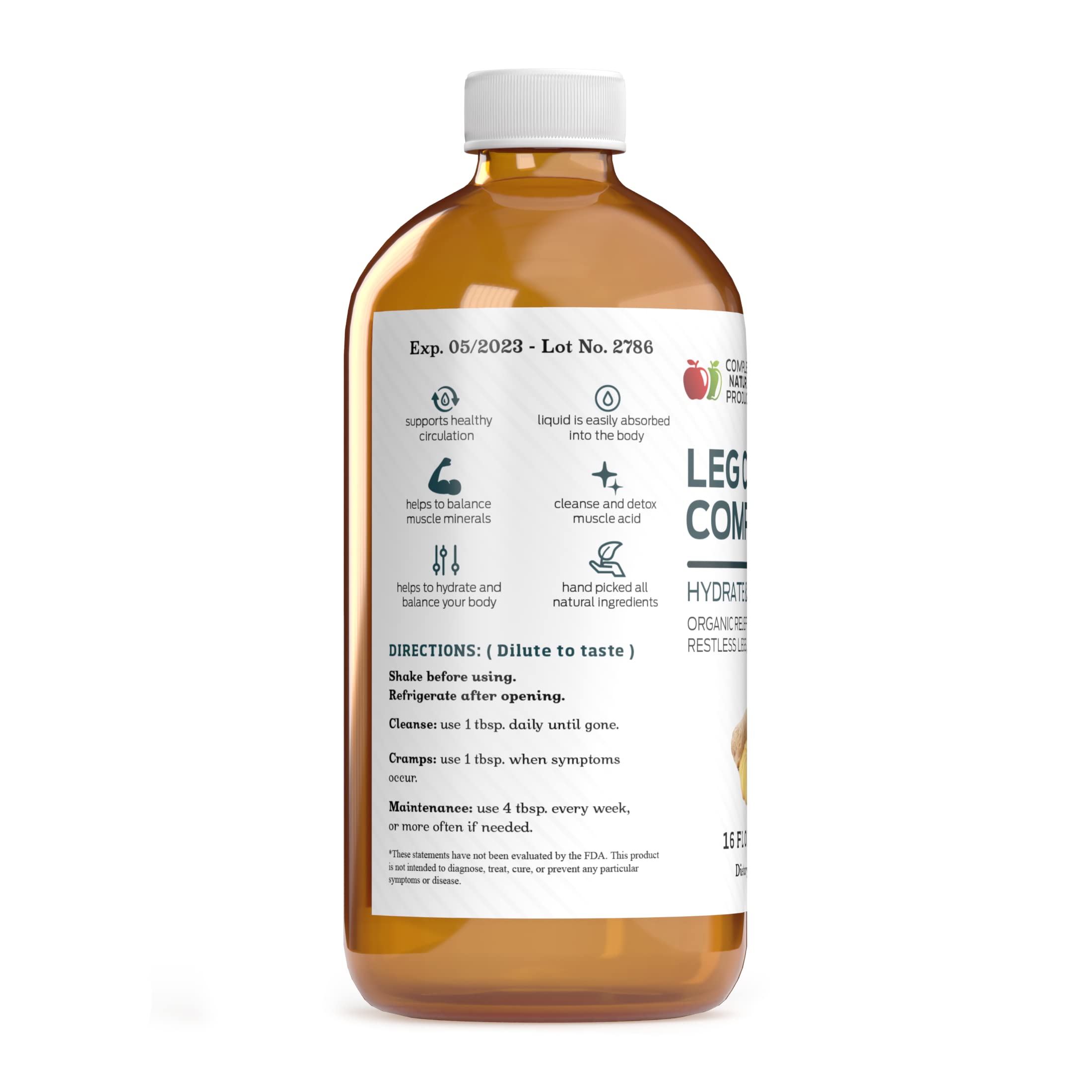 Organic Amish Leg Cramp Relief Liquid 16oz - Natural Muscle and Foot Support Supplement with Apple Cider Vinegar, Ginger, Garlic, Aloe, Fast Cramp Reducing Formula, Certified Organic, Made in USA Complete Natural Products buy supplements canada