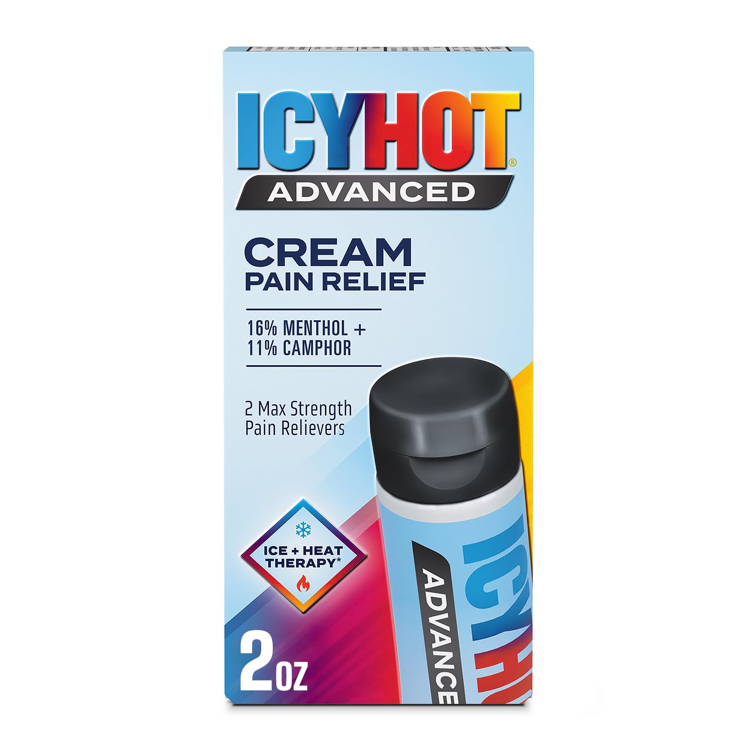 Icy Hot Advanced Pain Relief Cream, Fast-Acting, Max Strength Pain Relief with Menthol 16% and Camphor 11%, Ice and Heat Contrast Therapy for Backaches, Joints, Muscle Strains and Arthritis, 2 oz Icy Hot buy supplements canada