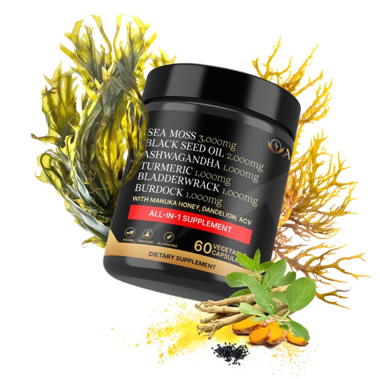 AZ ApexZone True Sea Moss Capsules Black Seed Oil Ashwagandha Burdock Root, Tumeric Supplement with Manuka Honey, Dandelion Root ACV - 60 Capsules - Multi Vitamin AZ ApexZone buy supplements canada