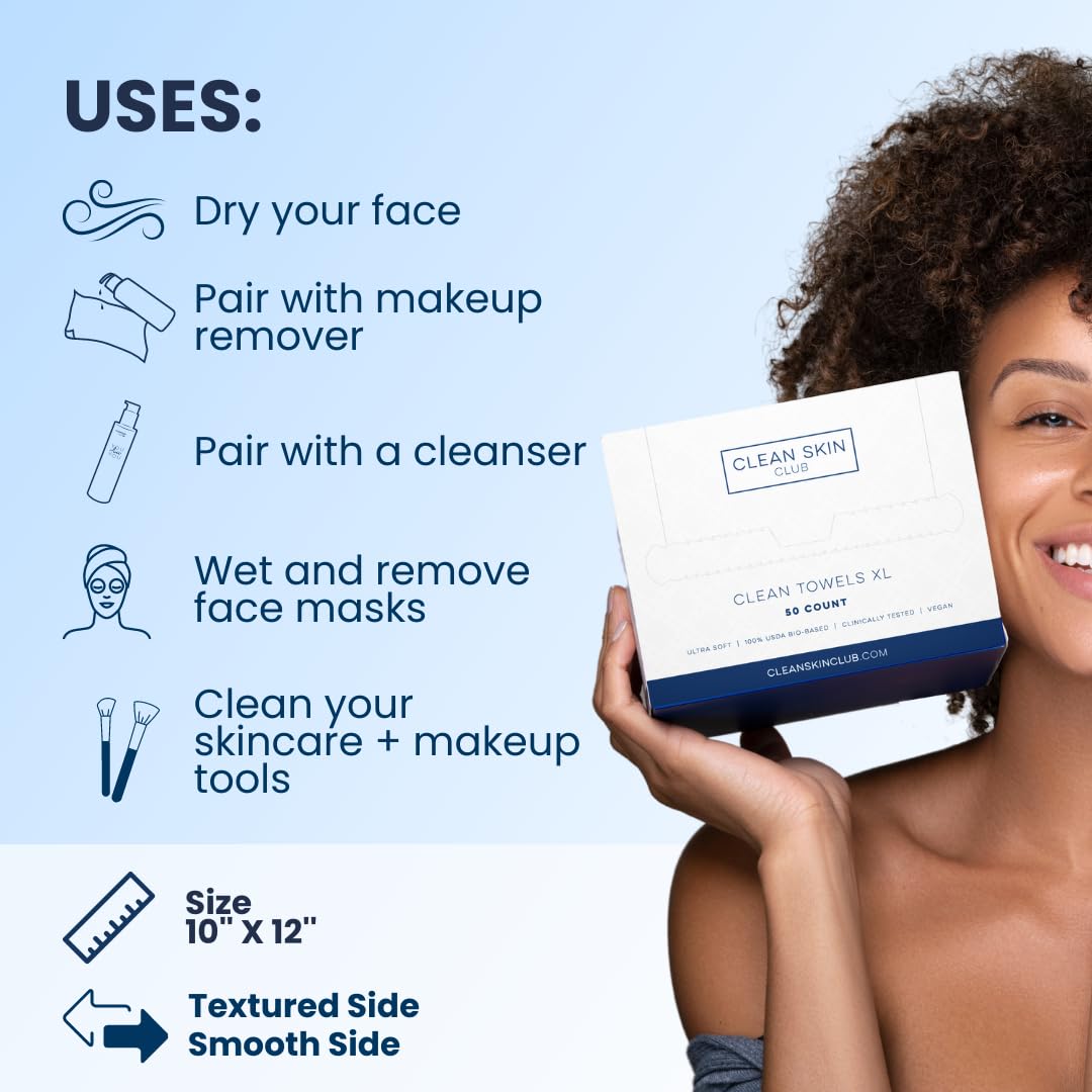 Clean Skin Club Clean Towels XL, Biodegradable Dermatologist Approved CLEAN SKIN CLUB buy supplements canada