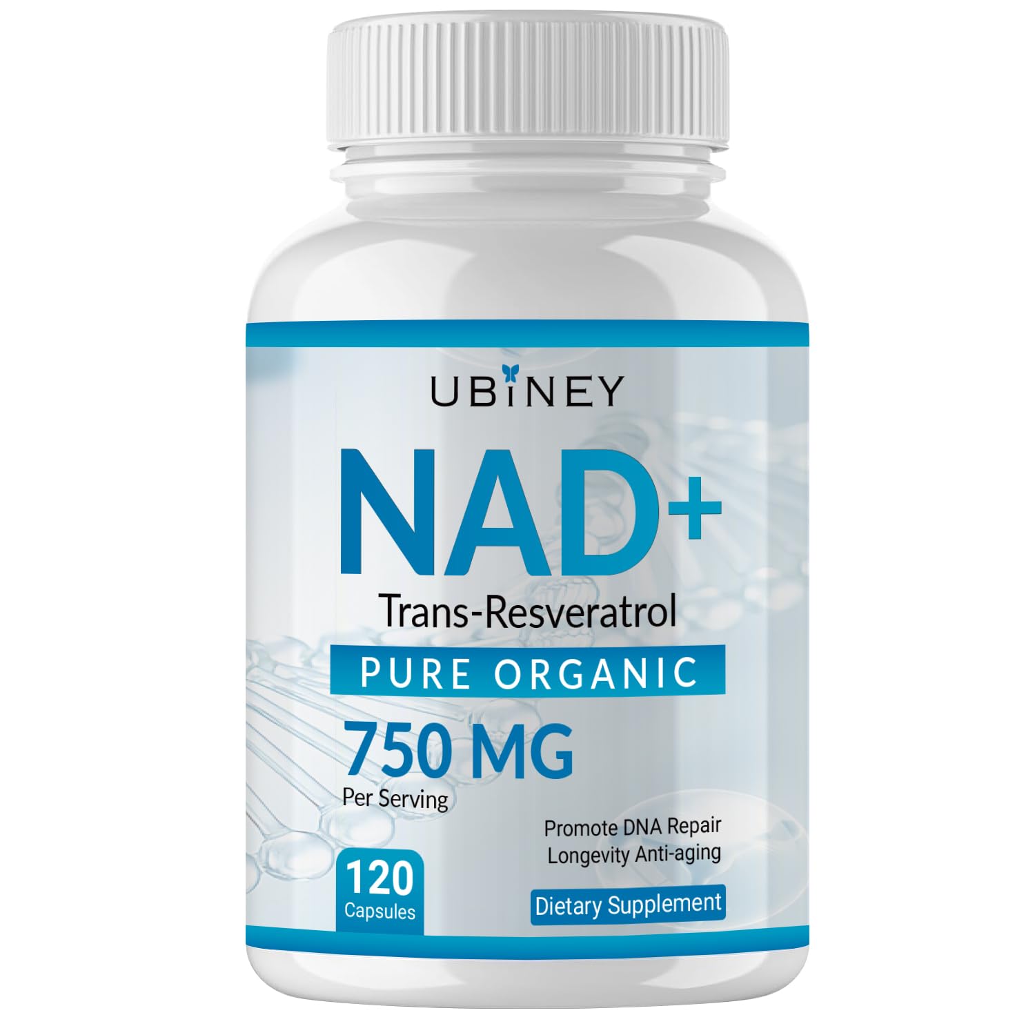 Ubiney NAD+ 750mg with Trans-Resveratrol – Pure Organic Nicotinamide Adenine Dinucleotide Supplement – DNA Repair, Cellular Energy, Anti-Aging Support – 120 Vegan Capsules, Non-GMO, Gluten-Free Ubiney buy supplements canada