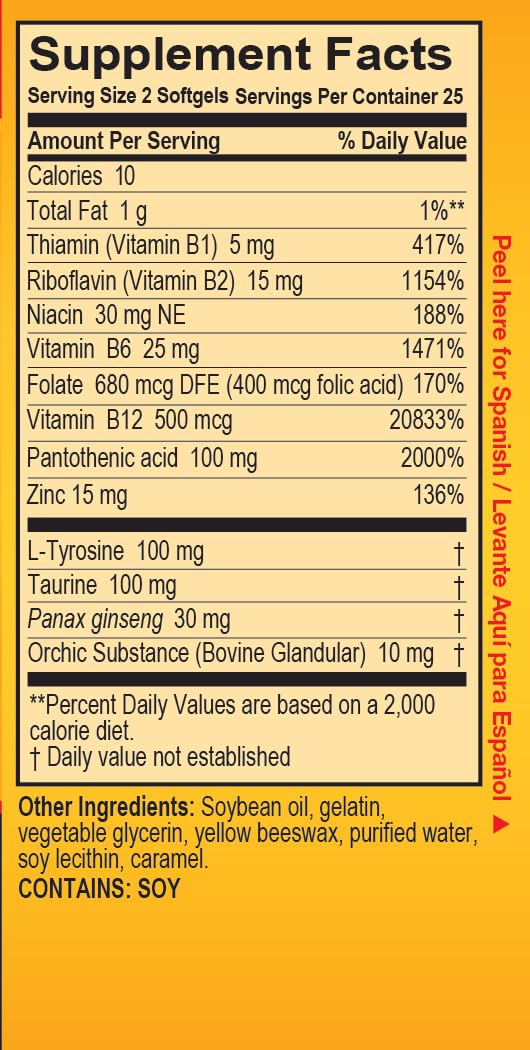 Super Macho Dietary Supplement with High Potency Zinc & 7 B Vitamins, No Preservatives, Sugar or Caffeine, Made in USA, 50 Softgels (3 Pack) Super Macho buy supplements canada