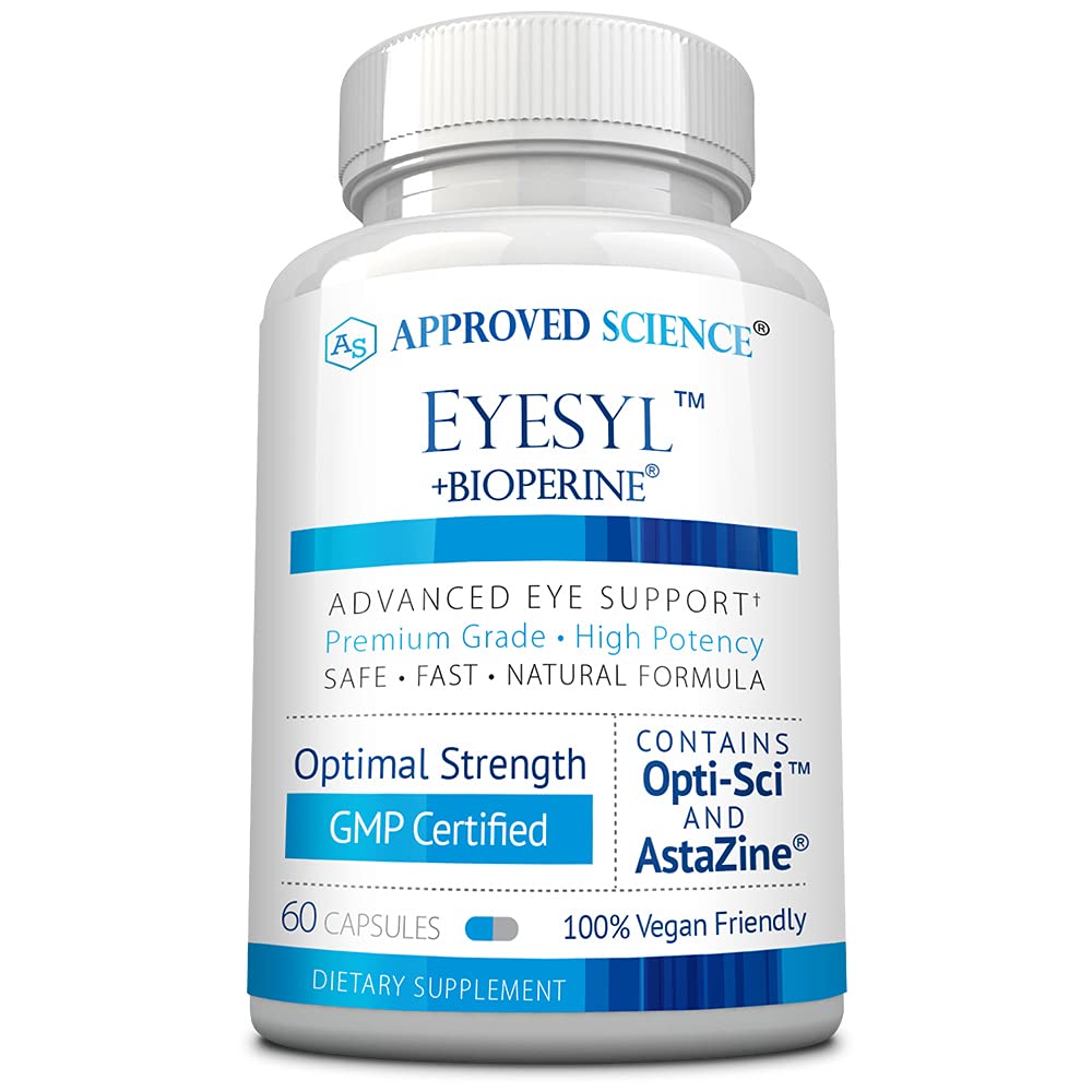 Approved Science EyeSyl - Eye Support Supplement - Chromium Picolinate, Taurine, Lutein, Zeaxanthin, Bilberry, BioPerine - 1 Month Supply - 60 Capsules - Made in The USA Approved Science buy supplements canada