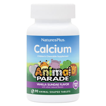 NaturesPlus Animal Parade Sugar-Free Children's Calcium, Vanilla Sundae Flavor - 90 Chewable Animal Shaped Tablets, Pack of 2 - Magnesium for Bone Health - Gluten Free - 90 Servings NaturesPlus buy supplements canada