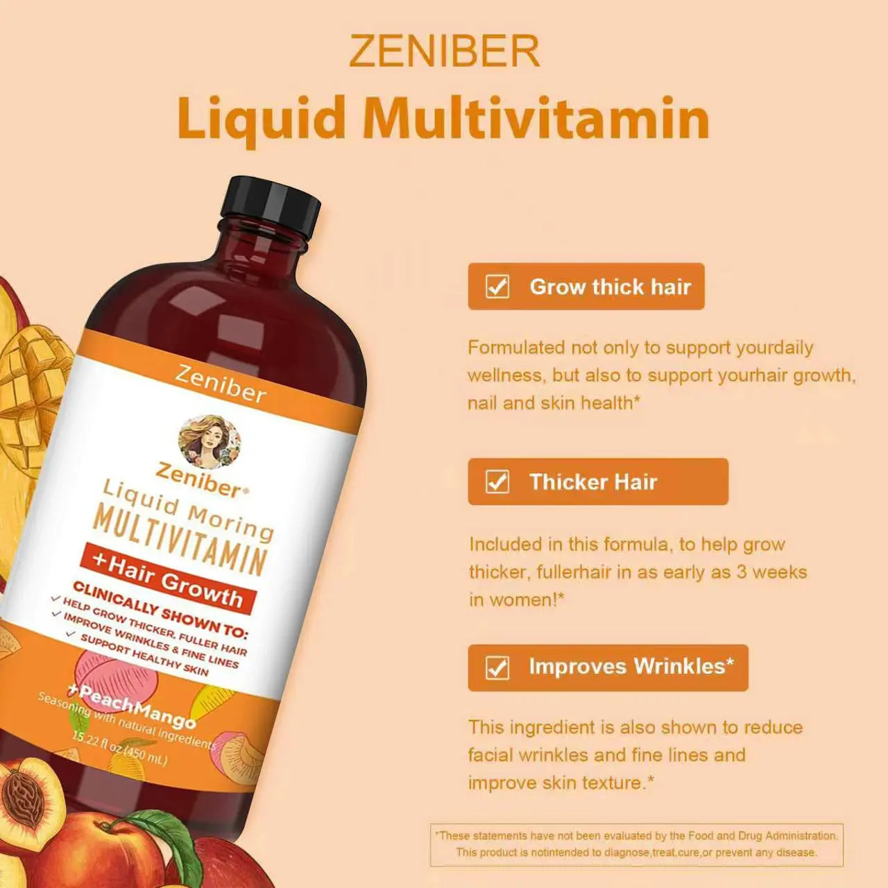 Zeniber MaayRuth Multivitamins Hair Growth| Liquid Multivitamin for Hair Growth | Biotin 10000mcg | Hair & Skin Support Supplement | Zeniber buy supplements canada