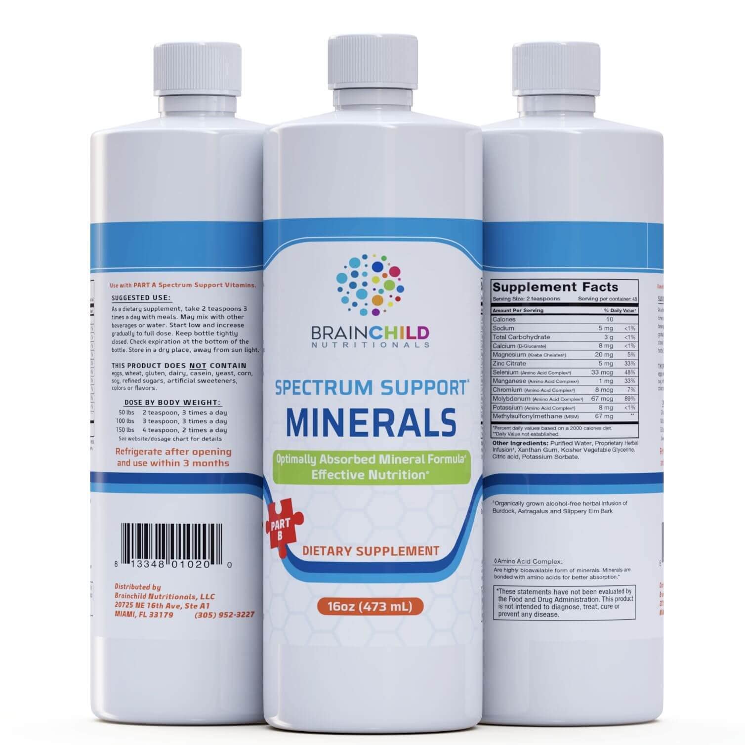 BrainChild Nutritionals Spectrum Support Minerals Liquid Supplement for Autism - Well Absorbed for Kids & Adults on the Spectrum, Ultra-Colloidal Suspension, Casein-Free, Unflavored 16oz BrainChild Nutritionals buy supplements canada