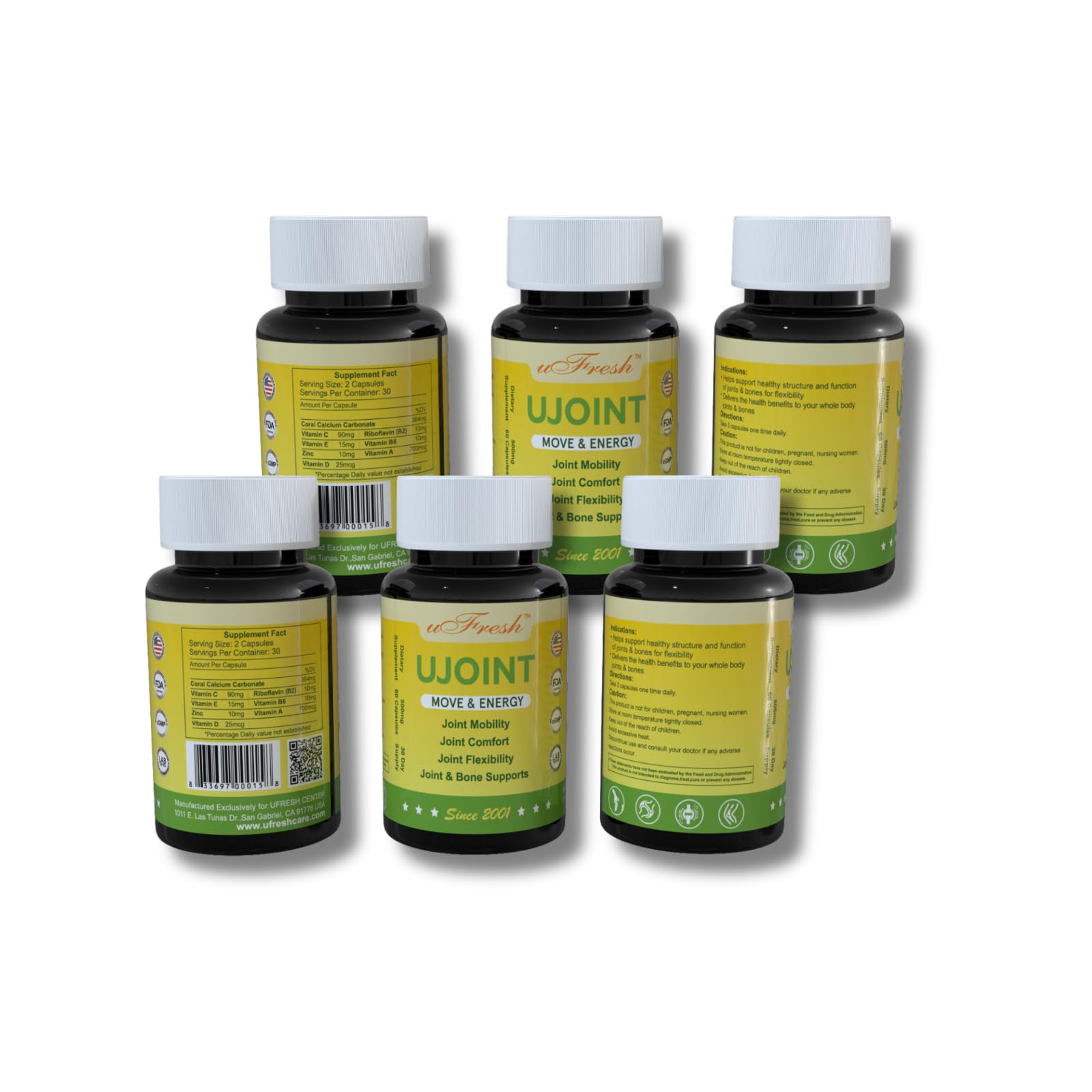 UJoint Move & Energy Joint Flexibility and Mobility Dietary Supplements, 30 Day Supply, 60 Capsules (1) uFresh buy supplements canada