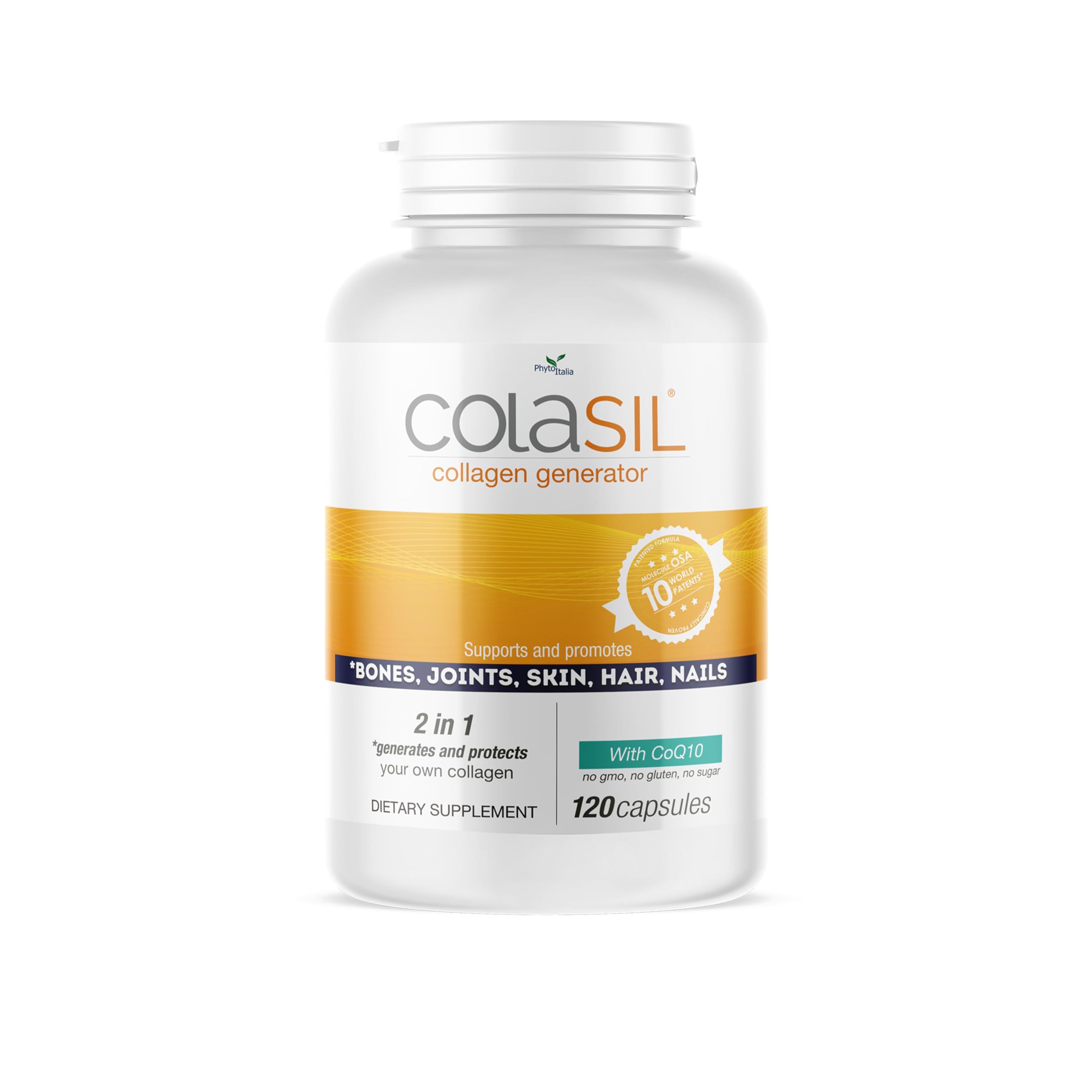 Colasil Collagen Booster Capsules – Organic Silica (OSA) + Hydrolyzed Collagen Generator for Hair, Skin, Nails, Bones & Joints – High Absorption, Non-GMO, Allergen-Free, 120 Capsules (60-Day Supply) Colasil buy supplements canada