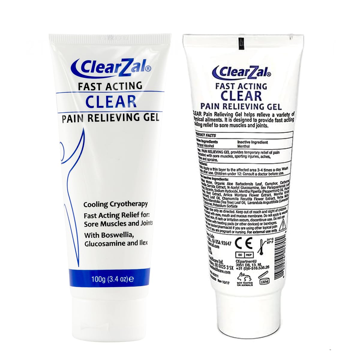 ClearZal Fast Acting Clear Pain Relieving Gel with Cooling Cryotherapy, Boswellia and Glucosamine for Sore Muscles and Joints, Soothing Cooling Gel 3.4 oz Clearzal buy supplements canada
