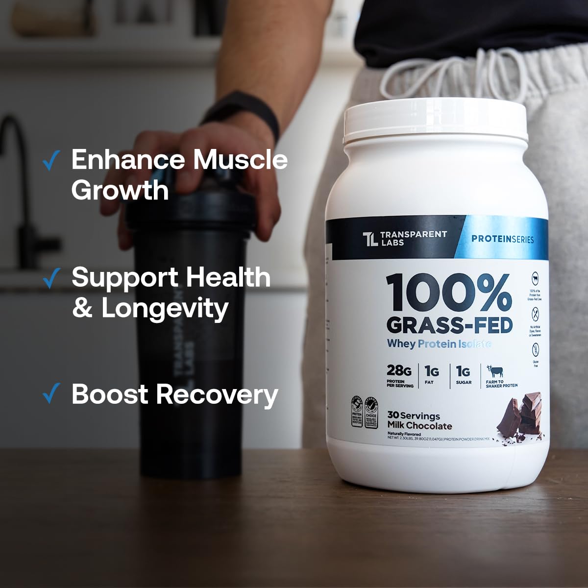 Transparent Labs Grass-Fed Whey Protein Isolate - Natural Flavor, Gluten Free Whey Protein Powder w/ 28g of Protein per Serving Transparent Labs buy supplements canada