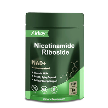 Airboy NAD Supplement with Nicotinamide Riboside Resveratrol & Quercetin 900 mg, NMNH Alternative for Men and Women Support Anti-Aging, Energy, Focus - 80 Capsules Airboy buy supplements canada