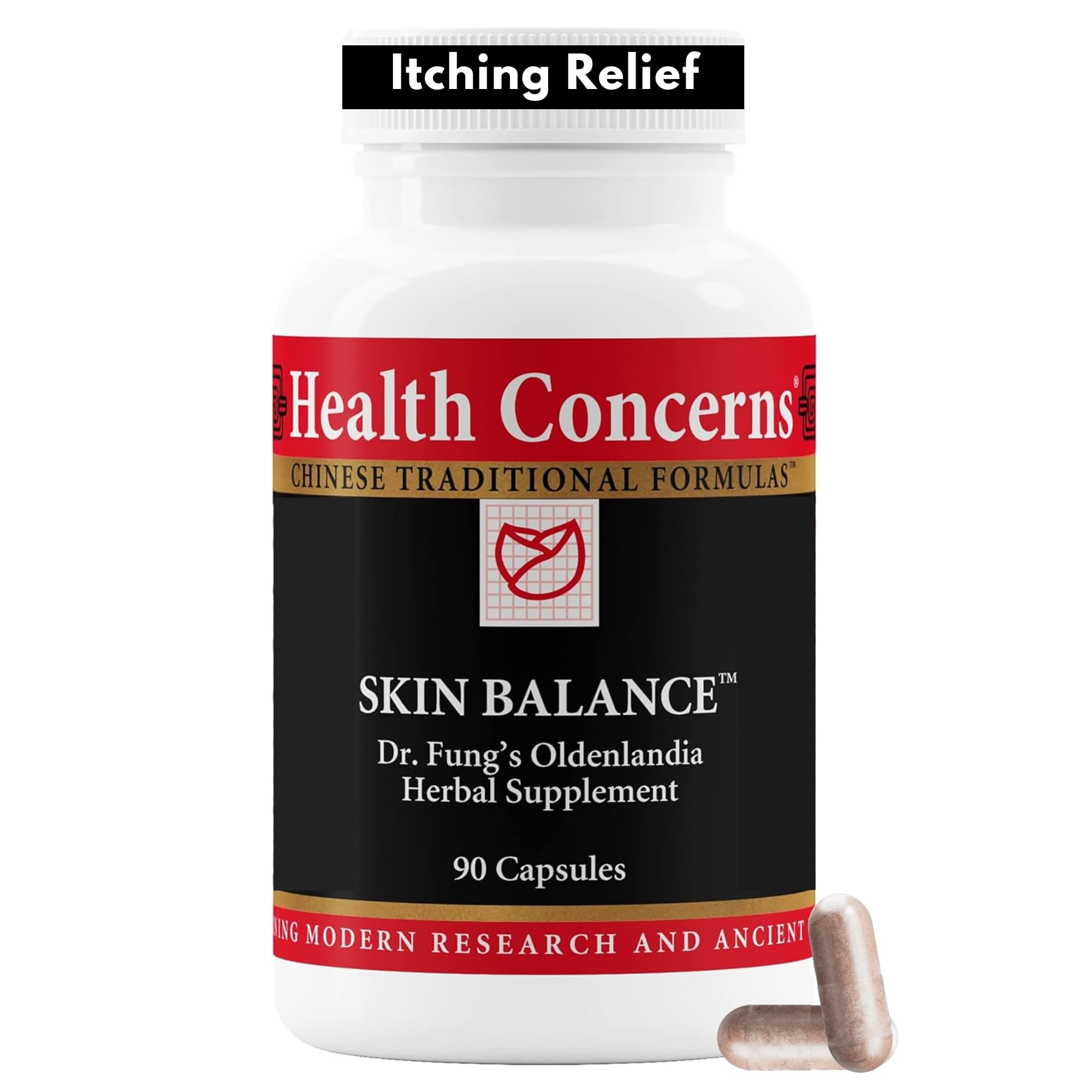 Health Concerns Skin Balance – Herbal Supplement for Skin Support, Itching Relief, & Circulation – Chinese Herbal Supplements for Men & Women – Skullcap, Dong Quai, Coptis Root - 90 Capsules Health Concerns buy supplements canada