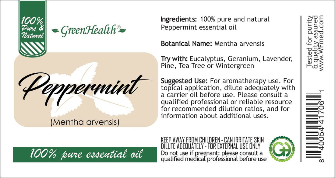 Peppermint Essential Oil - 4 fl oz - 100% Pure Essential Oil - GreenHealth GreenHealth buy supplements canada