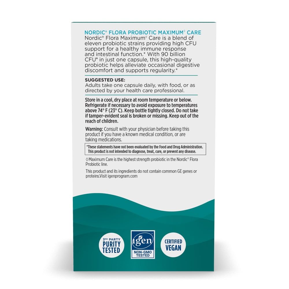 Nordic Naturals Nordic Flora Probiotic Maximum Care, 30 Capsules, 11 Probiotic Strains for Daily Immune and Digestive Health Support, Vegan, 30 Servings Nordic Naturals buy supplements canada
