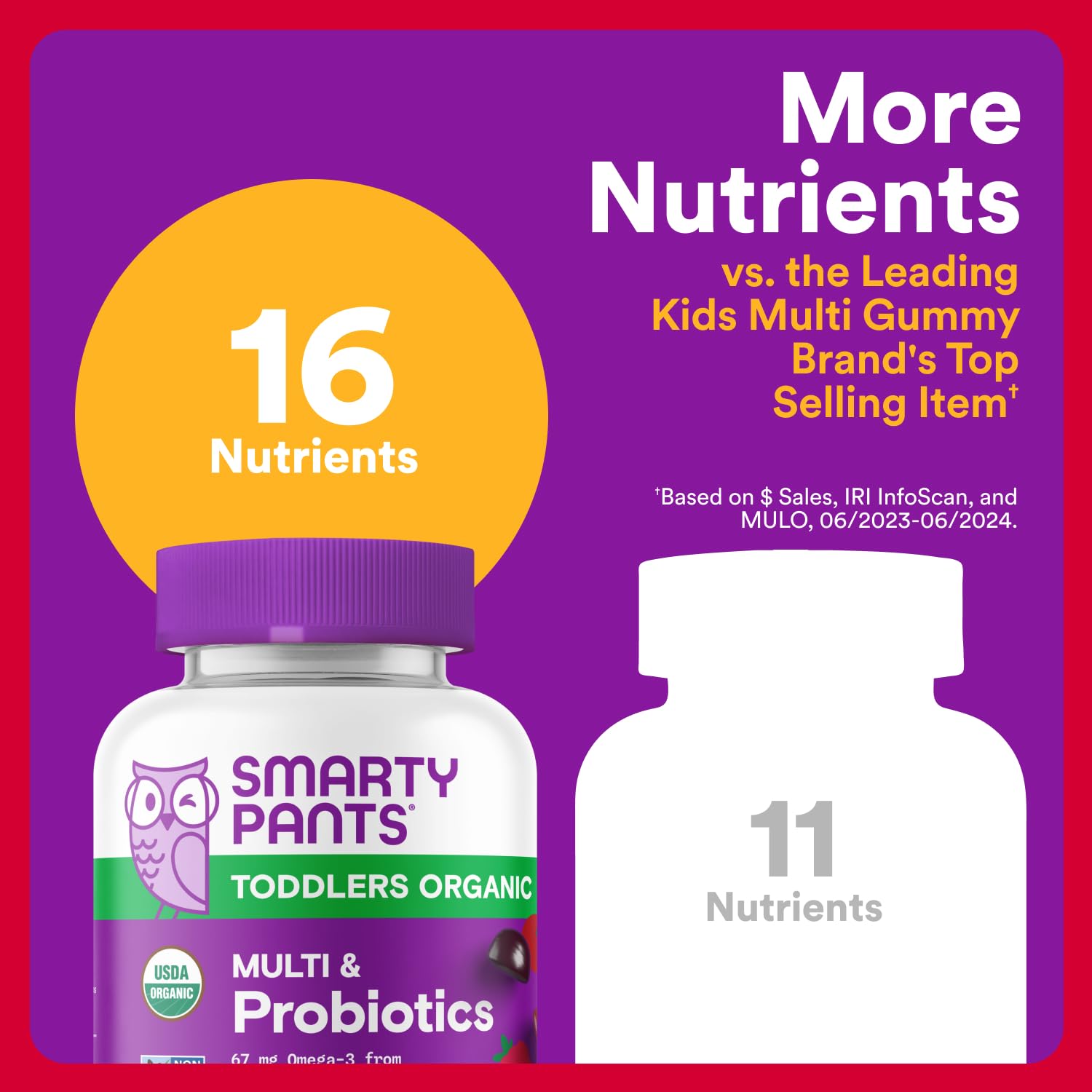 SmartyPants Organic Toddler Multivitamin Gummies: Probiotics, Omega 3 (ALA), Vitamin D3, C, Vitamin B12, B6, A, K & Zinc, Beta Carotene, Gluten Free SmartyPants buy supplements canada