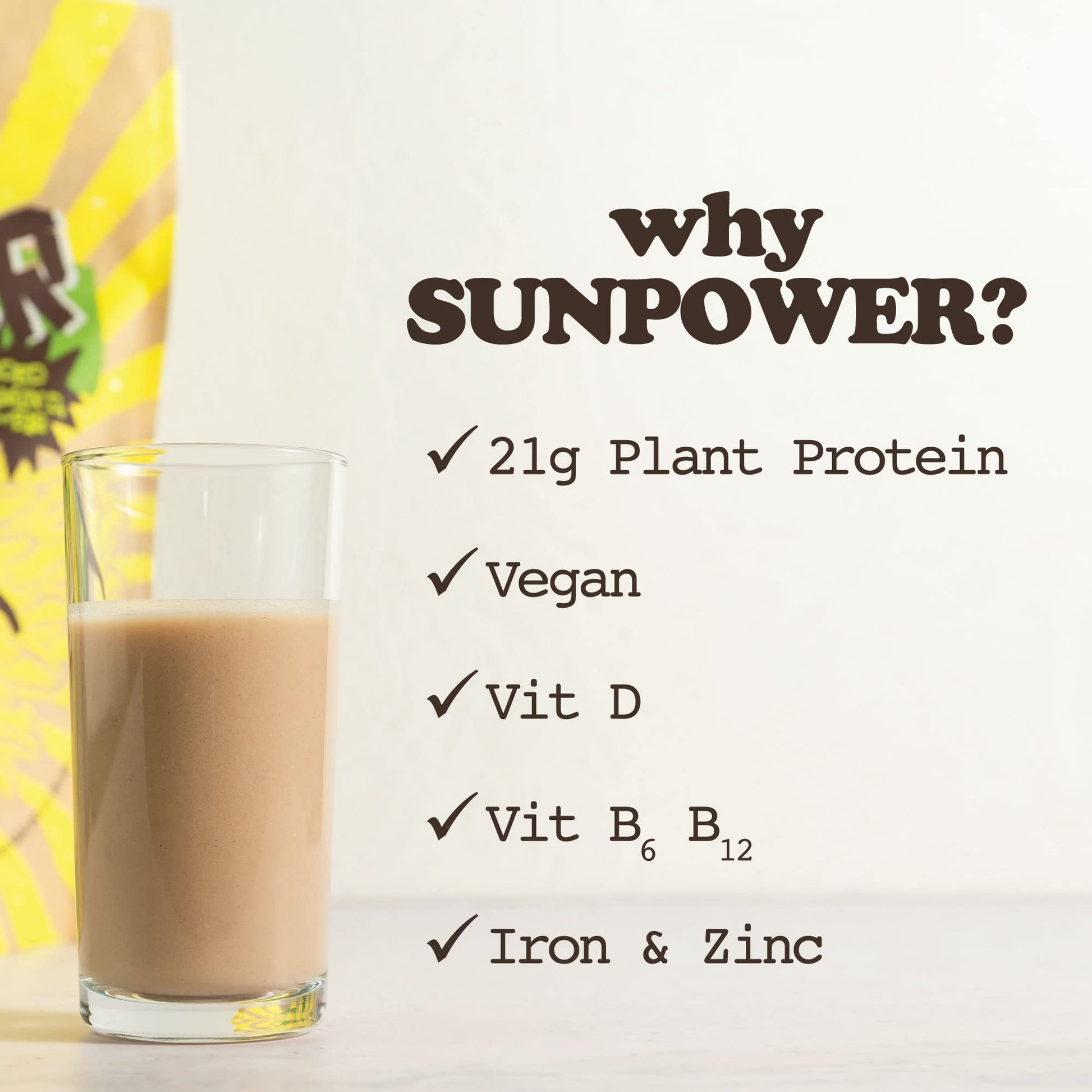 SunPower Vegan Protein Powder - 21g Plant Protein per Serving - Pea, Sunflower SunPower buy supplements canada