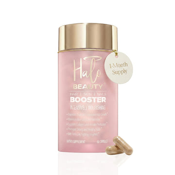 Halo Beauty Hair Skin & Nails Supplement | Thicker Hair Growth, Radiant Skin & Strong Nails Support with Biotin, Saw Palmetto & Phytoceramides | Vegan Capsules | Made in USA | 1-Month Supply Halo Beauty buy supplements canada