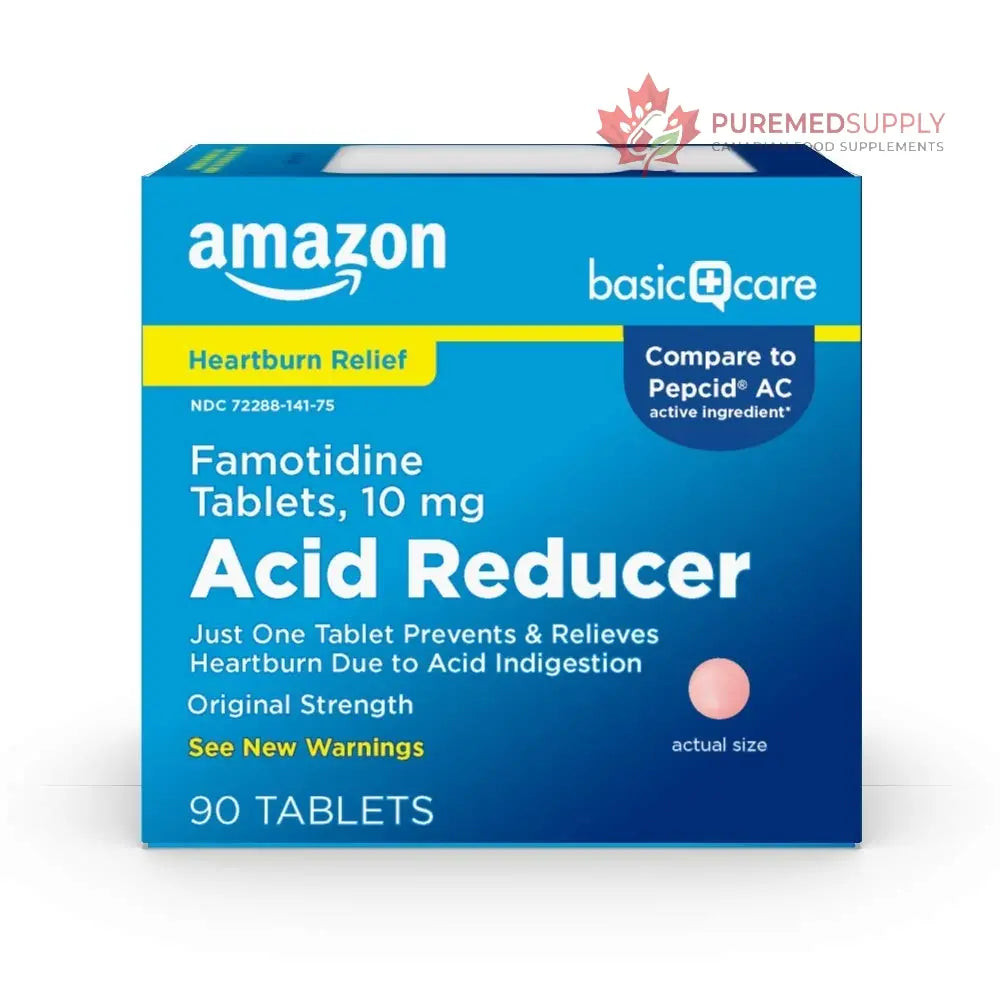 Amazon Basic Care Original Strength Famotidine Tablets, 10 mg, Acid Reducer, Heartburn Medicine, Prevents & Relieves Heartburn, Acid Indigestion Relief, 90 Count Amazon Basic Care buy supplements canada