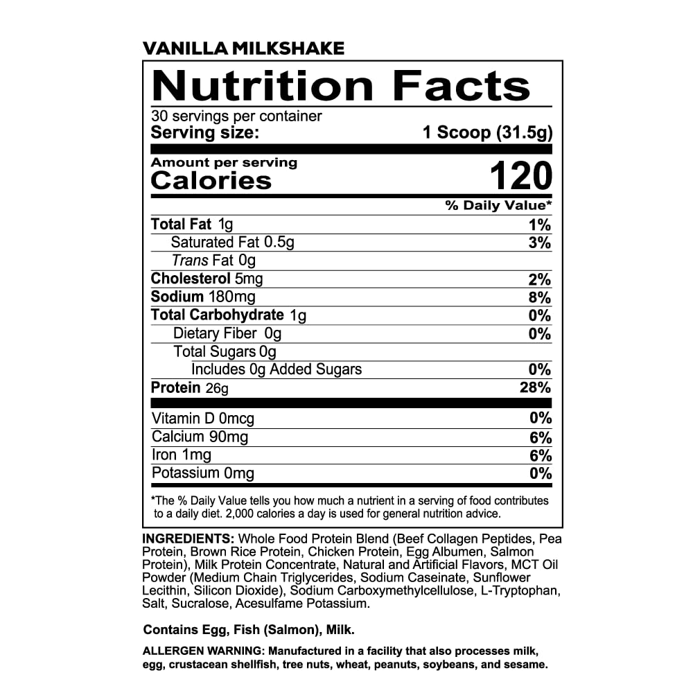 REDCON1 MRE LITE Whole Food Protein Powder, Vanilla Milkshake - Lactose Free & Sugar Free Meal Replacement with Animal Protein Blends - Easy to Digest Formula - Only 1g Carb per Serving (30 Servings) REDCON1 buy supplements canada