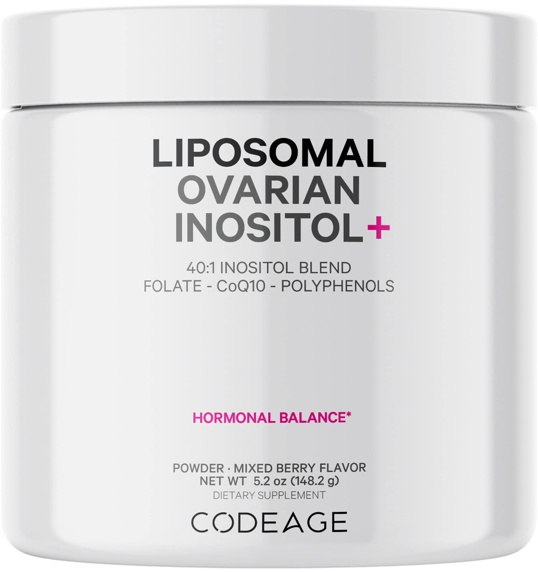 Codeage Liposomal Ovarian Inositol Powder - Myo-Inositol & D-Chiro-Inositol 40:1 Blend, Folate 5-MTHF, CoQ10, Pomegranate & Wild Blueberry - 2-Month Supply - Mixed Berry Flavor - Non-GMO, 60 Servings Codeage buy supplements canada