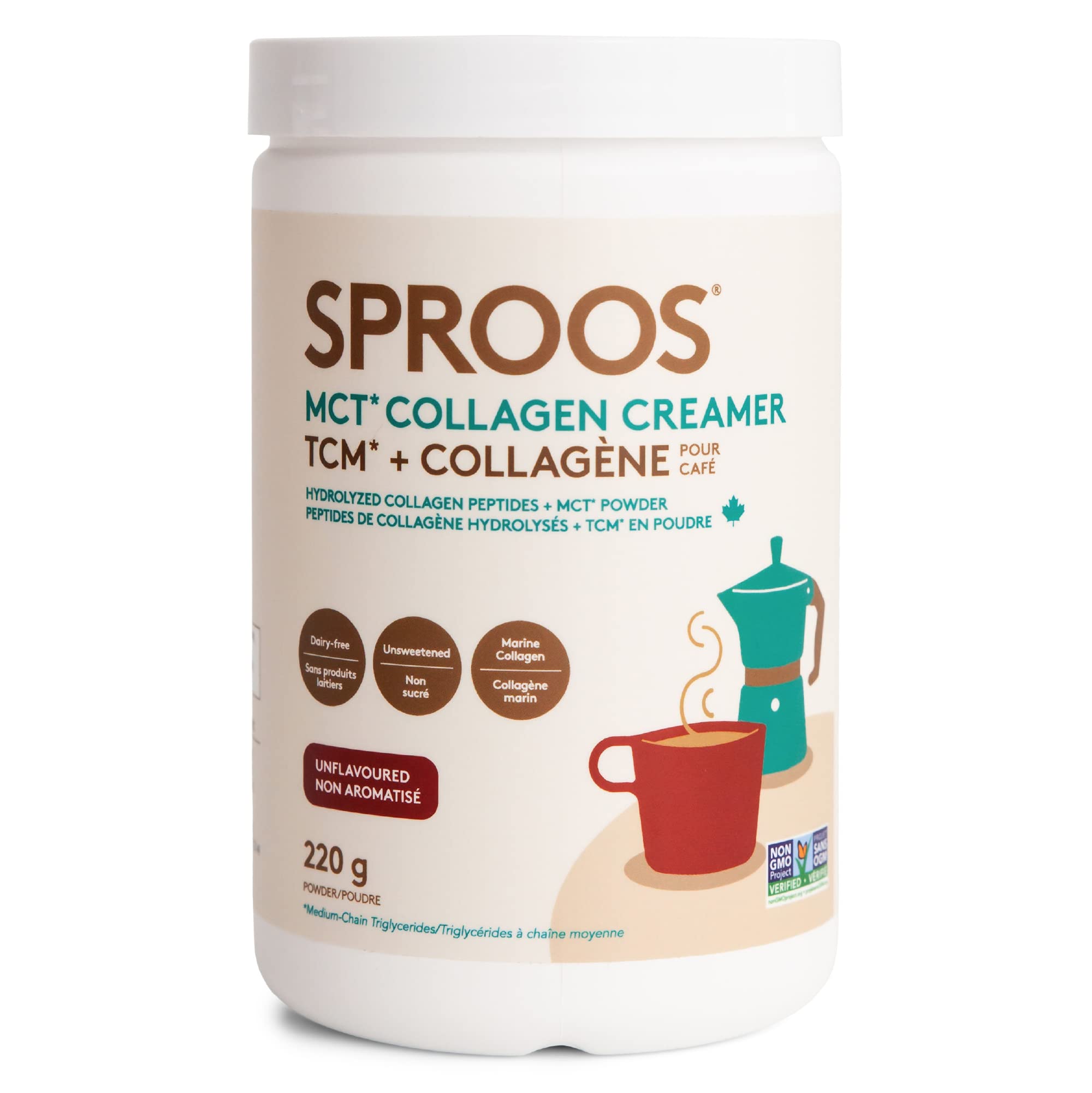SPROOS - MCT Collagen Creamer - Beverage Powder - Hydrolised Collagen Peptides & MCT Powder - Healthy Fats SPROOS buy supplements canada