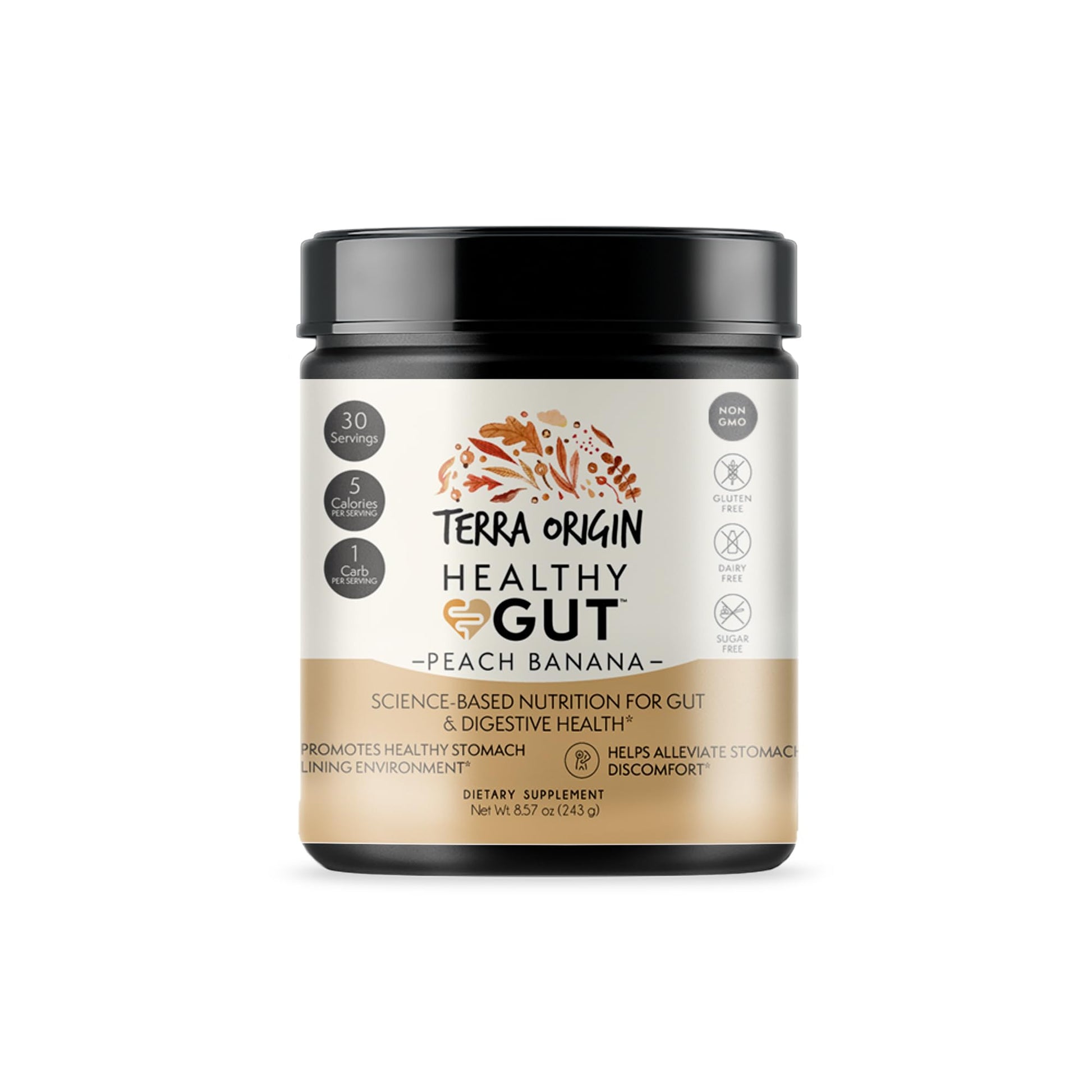 TERRA ORIGIN Healthy Gut Peach Banana | 30-Servings with L-Glutamine, Zinc, Glucosamine, Slippery Elm Bark, Marshmallow Root and More! TERRA ORIGIN buy supplements canada