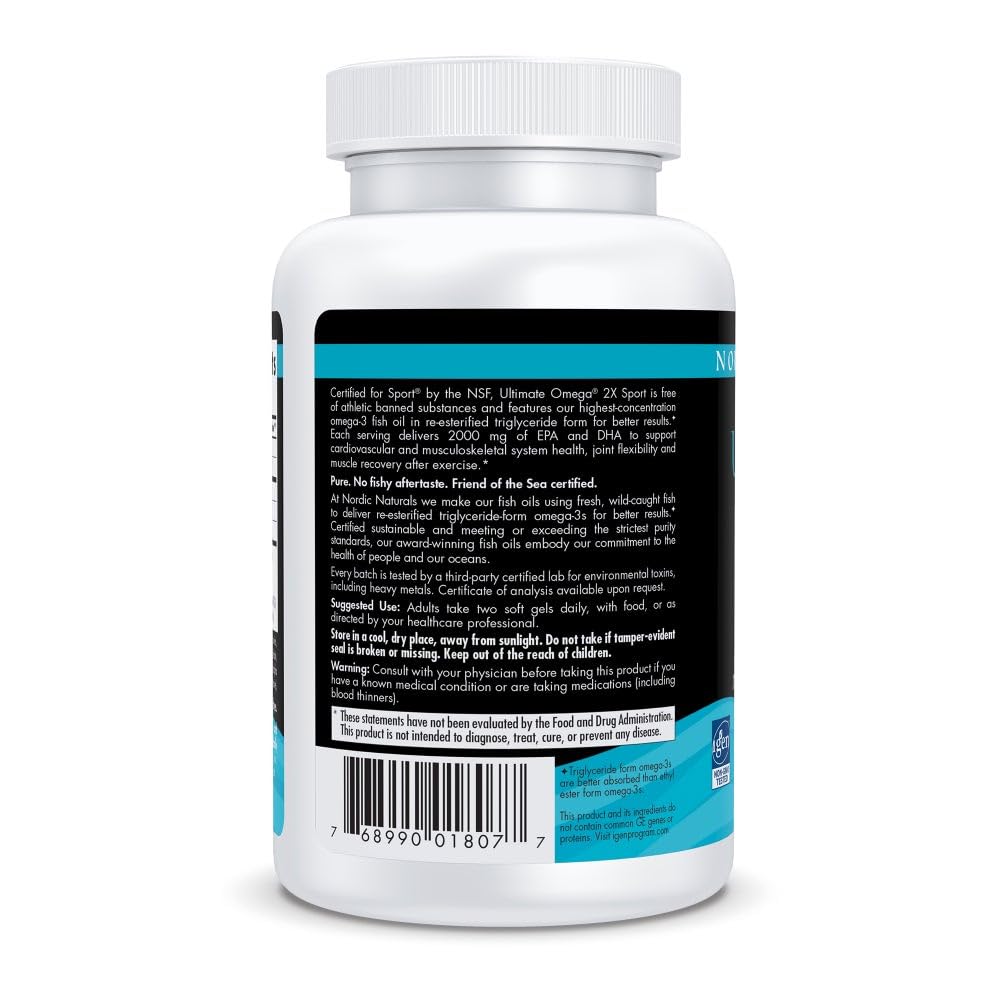 Nordic Naturals Ultimate Omega Sport 2X, Lemon Flavor - 60 Soft Gels - 2150 mg Omega-3 - NSF Certified Fish Oil with EPA & DHA - Heart & Muscle Health, Recovery - Non-GMO - 30 Servings Nordic Naturals buy supplements canada