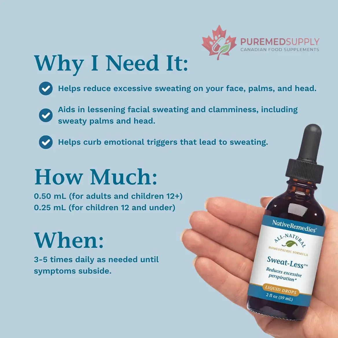 Native Remedies Sweat-Less - Natural Homeopathic Formula for Excessive Sweating, Perspiration and Clamminess - 59 mL Native Remedies buy supplements canada