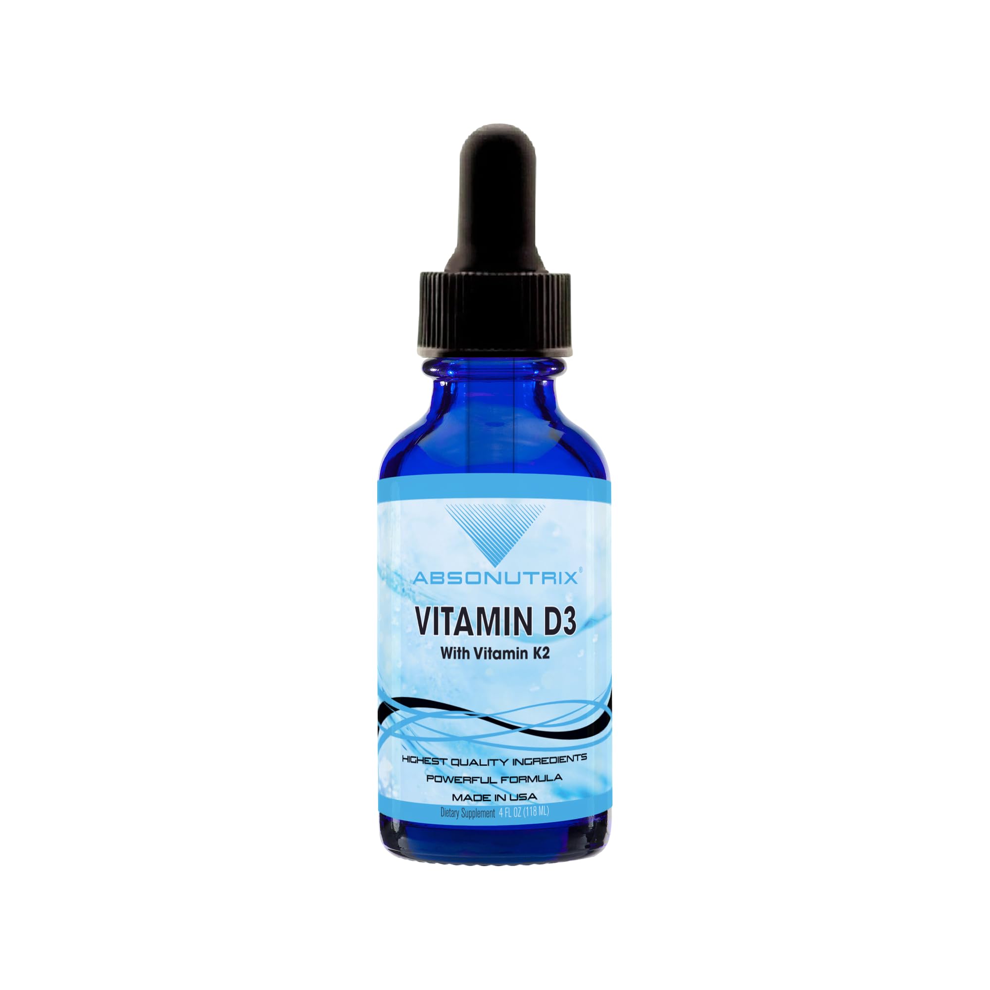 Absonutrix Vitamin D3 K2 Drops, 390mg, 4 Oz Liquid, 302 Servings, Made in USA, Quick Absorption, Quality Potent Ingredients, Non-GMO, GMP Certified, Cruelty-Free Products, Bone Strength Supplements Absonutrix buy supplements canada
