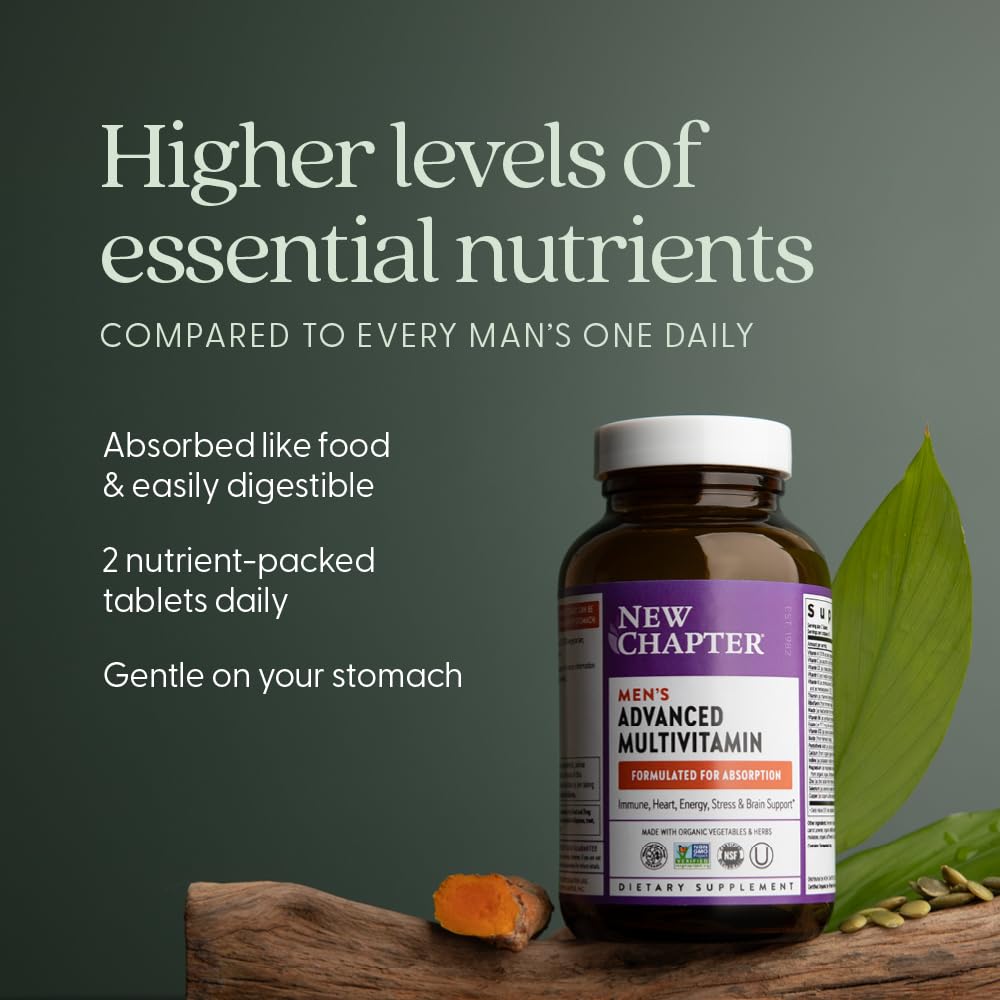 New Chapter Men's Multivitamin Advanced Formula for Stress, Brain, Immune, Heart & Energy Support, Higher Levels of Whole New Chapter buy supplements canada