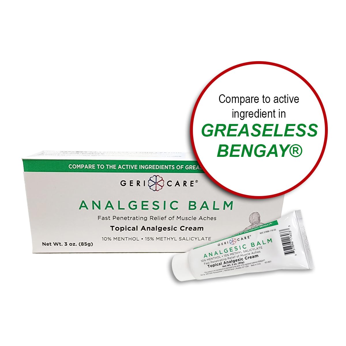 GeriCare Topical Analgesic Cream, Menthol 10%, Methyl Salicylate 15%, Fast Absorption, Pain Relief of Minor Muscle Aches, Body Stiffness, Joint Pain & Soreness, 3 Ounce (Pack of 1) GeriCare buy supplements canada