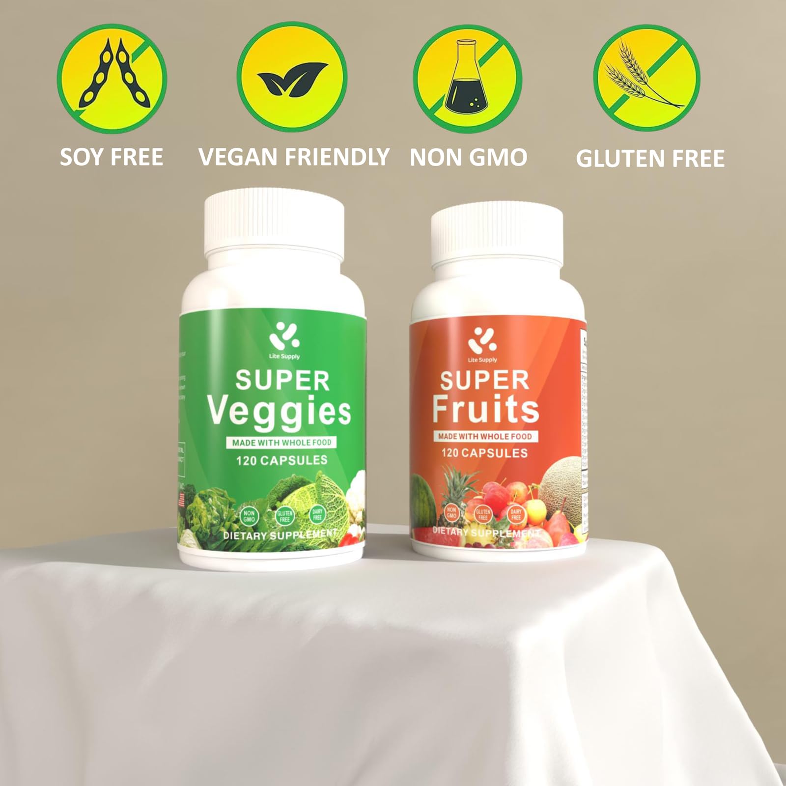 Lite Supply Fruits and Veggies Supplement 240 Caps - 120 Fruit and 120 Veggie Capsules - Whole Food & Natural Superfood Filled with Vitamins & Minerals for Women, Men Supports Energy Levels Lite Supply buy supplements canada