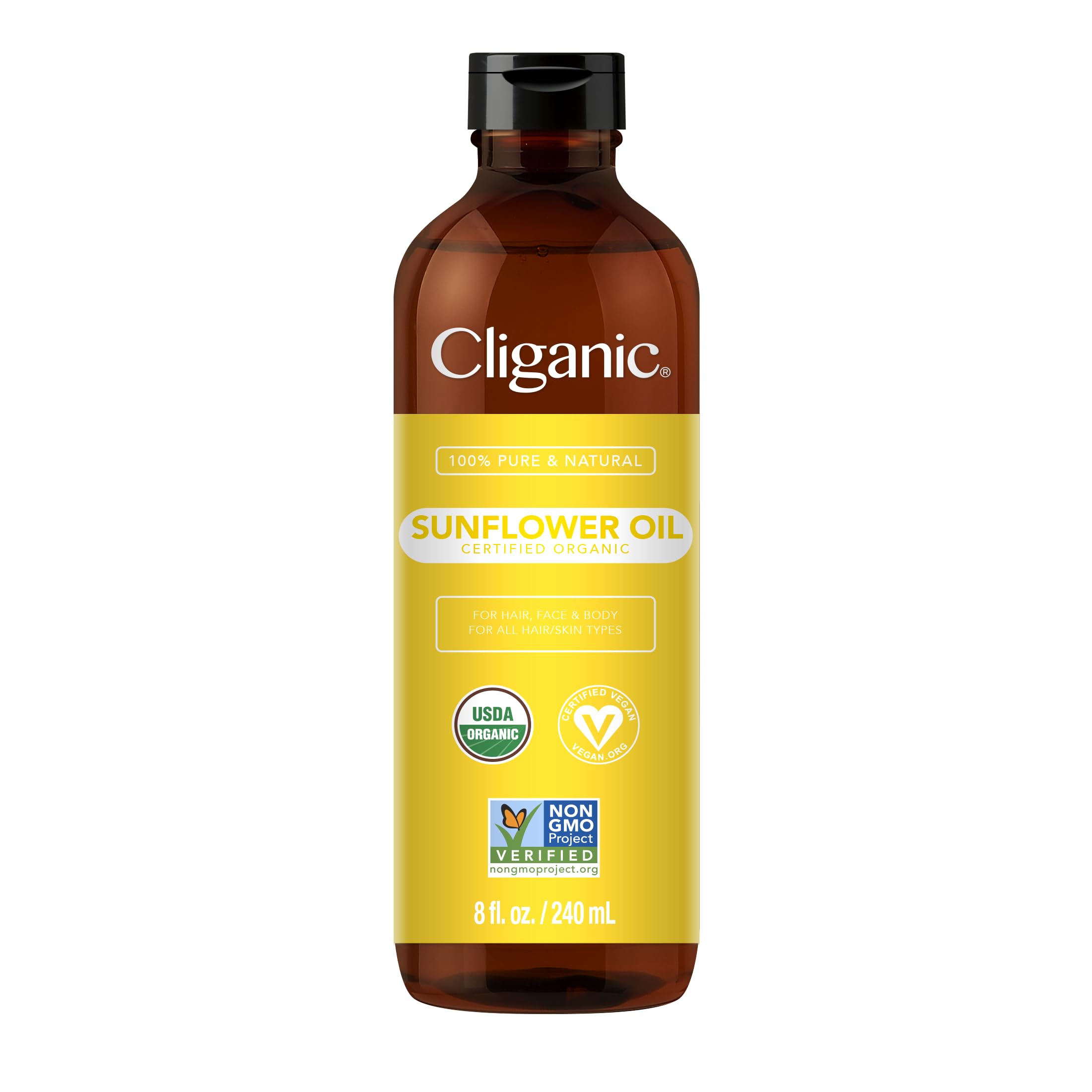 Cliganic Organic Sunflower Oil, 100% Pure (8oz) - For Skin, Hair & Face | Natural Cold Pressed Unrefined Cliganic buy supplements canada
