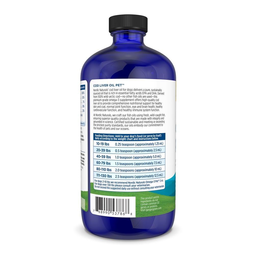 Nordic Naturals Pet Cod Liver Oil, Unflavored - 16 oz - 1048 mg Omega-3 Per Teaspoon - Fish Oil for Dogs with EPA & DHA - Promotes Skin, Coat, & Immune Health Nordic Naturals buy supplements canada