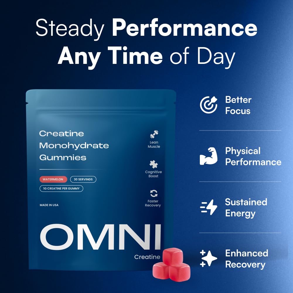 Creatine Monohydrate Gummies - Supports Muscle Growth, Recovery & Brain Function - Convenient & Easy to Take - Great Tasting Watermelon Flavor OMNI Creatine buy supplements canada