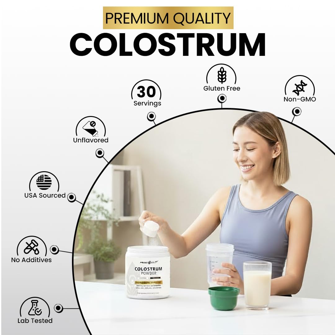 Peacock Max Colostrum Powder – 60g (30 Servings), Unflavored Bovine Colostrum Supplement, Superfood for Hair, Skin & Gut Health, Gluten-Free, Non-GMO Peacock Max buy supplements canada