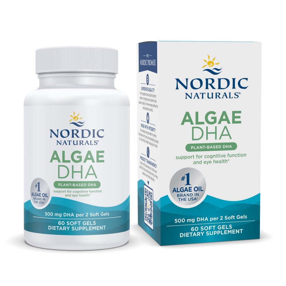Nordic Naturals Algae DHA - 60 Soft Gels - 500 mg Omega-3 DHA - Certified Vegan Algae Oil - Plant-Based DHA - Brain, Eye & Nervous System Support - Non-GMO - 30 Servings Nordic Naturals buy supplements canada