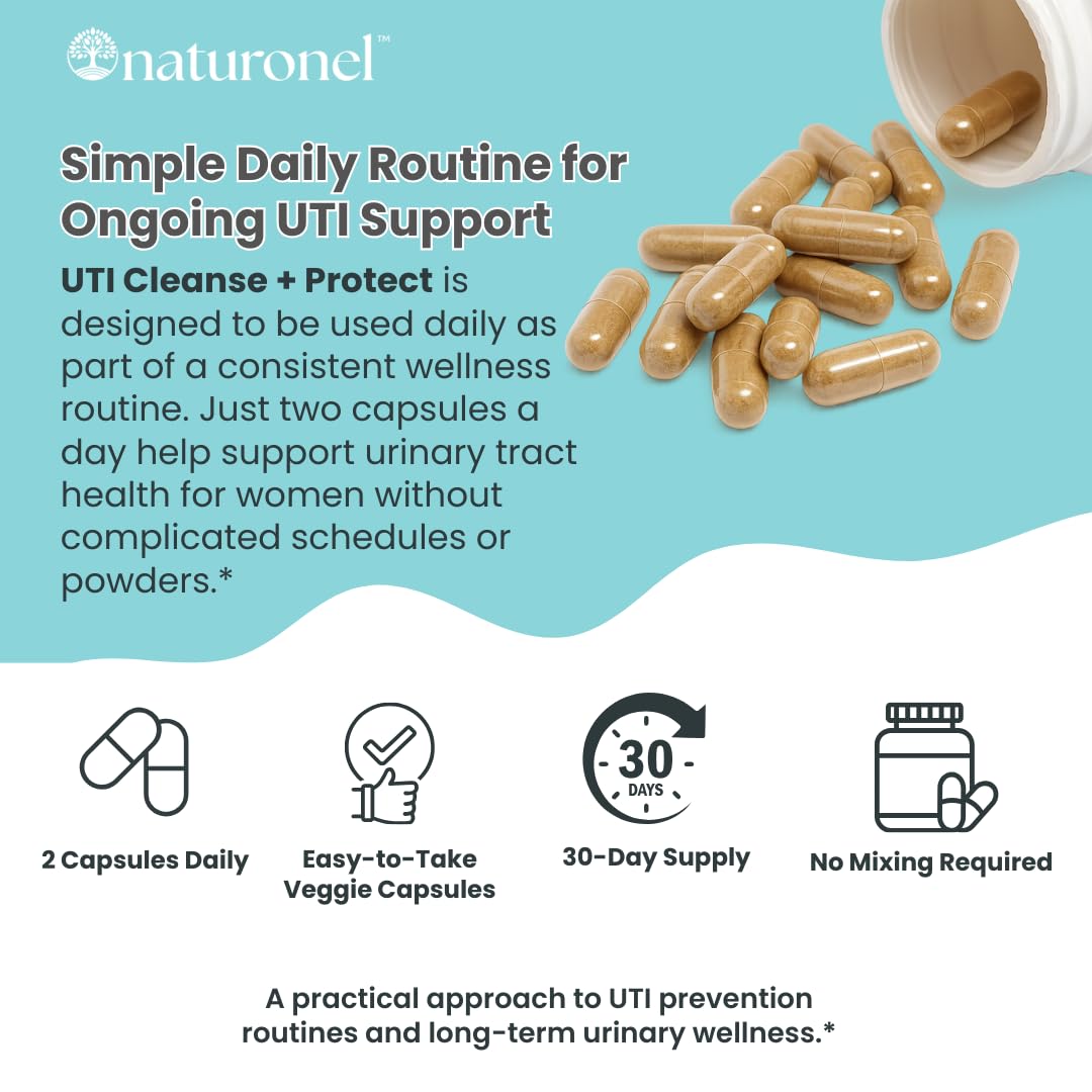 Naturonel UTI Cleanse + Protect – Urinary Tract Support with D-Mannose, Cranberry, Hibiscus & Dandelion | Advanced Formula, Dietary Supplement - Non-GMO, Made in USA, GMP Certified (1) Naturonel buy supplements canada