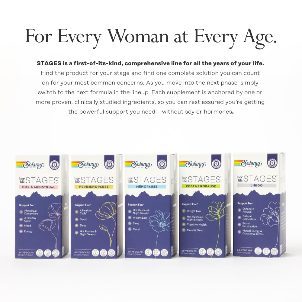 SOLARAY Perimenopause her Life Stages - Perimenopause Supplements Women - Hot Flashes, Menopause Support - Saffron and Chasteberry - Made Without Hormones - 60-Day Guarantee - 30 Servings, 60 VegCaps SOLARAY buy supplements canada