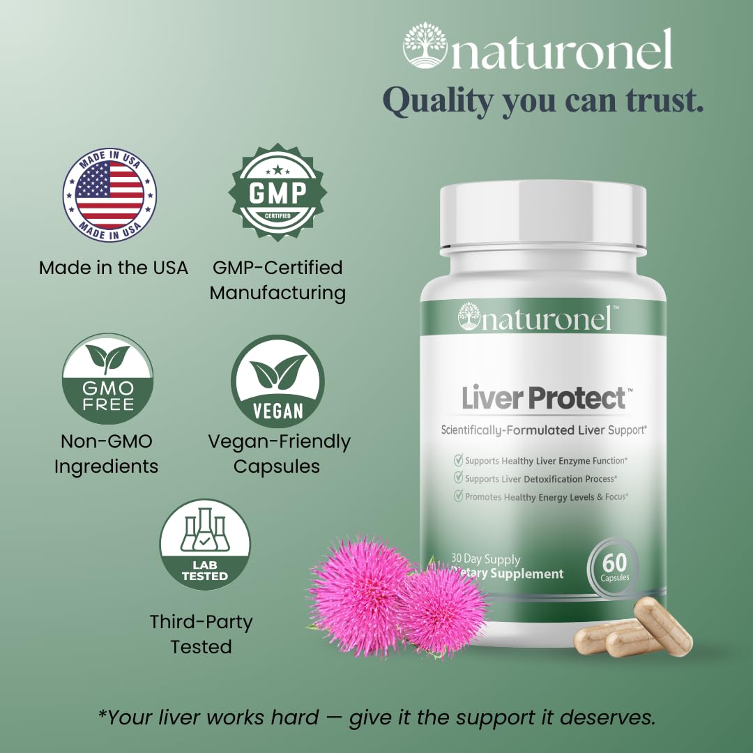 Naturonel Liver Protect – Liver Cleanse Detox & Repair | Liver Detox with Milk Thistle, Beetroot, Artichoke, Dandelion, Chicory, Yarrow, Jujube & Herbal Detox Blend | Made in USA, GMP Certified (1) Naturonel buy supplements canada