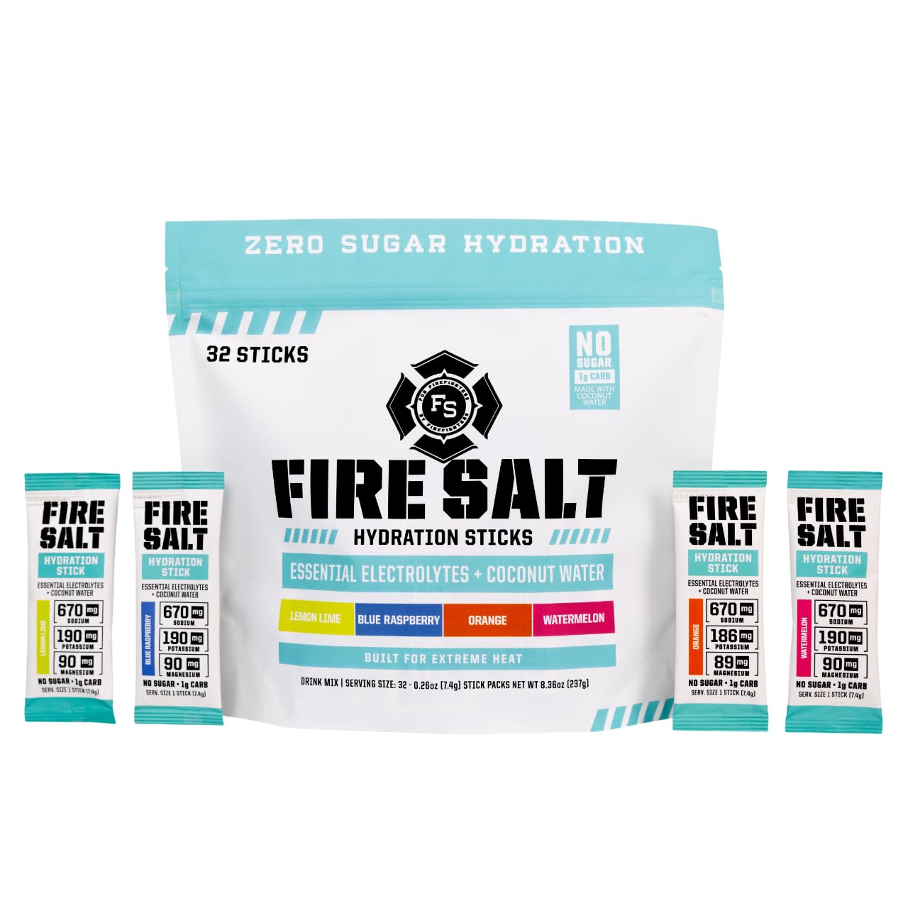 Fire Science Fire Salt Hydration Sticks, Electrolytes & Coconut Water, Hydration Drink Mix with Magnesium, Potassium & Sodium, Zero Sugar, Single Serve On the Go Packs, Fire Science Nutrition buy supplements canada