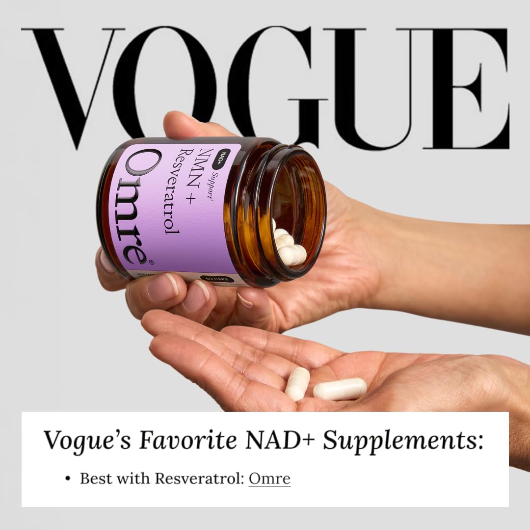 OMRE NMN + Resveratrol Supplement 99% Purity for Cellular Energy, NAD+ Boost | Highly Bioavailable Nicotinamide Mononucleotide Supplement Resveratrol 500mg & NMN 500mg, Made in USA, 60 Capsules OMRE buy supplements canada