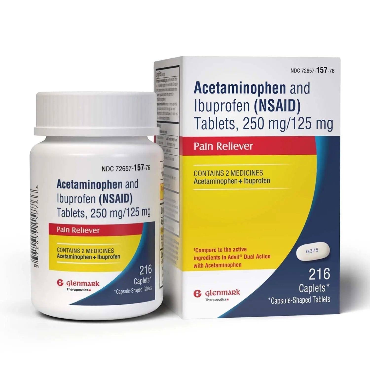 Dual Action Acetaminophen 250mg and Ibuprofen 125mg Caplets, Up to 8h of Pain Relief for Minor Aches and Pain, Headaches, Toothache, Backache, Menstrual Cramps, Minor Arthritis Pain, 216 Count Glenmark Therapeutics buy supplements canada