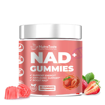 NUTRATASTE HEALTHIER CHOICE RICHER TASTE NAD⁺ Gummies Supplement for Anti-Aging, Energy & Focus Boost | Resveratrol, Nicotinamide Riboside | Strawberry Flavor, Vegan, Sugar-Free,60 Count (Pack of 1) NUTRATASTE HEALTHIER CHOICE RICHER TASTE buy supplements canada