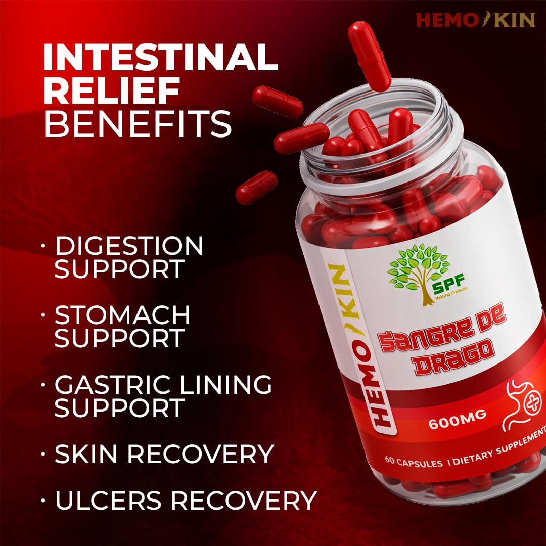 SPF Natural Products HEMOKIN with Sangre de Drago – Hemorrhoid and Fissure Relief Supplement, Helps with Itching, Swelling, Pain Relief (60 Caps) (1) SPF Natural Products buy supplements canada