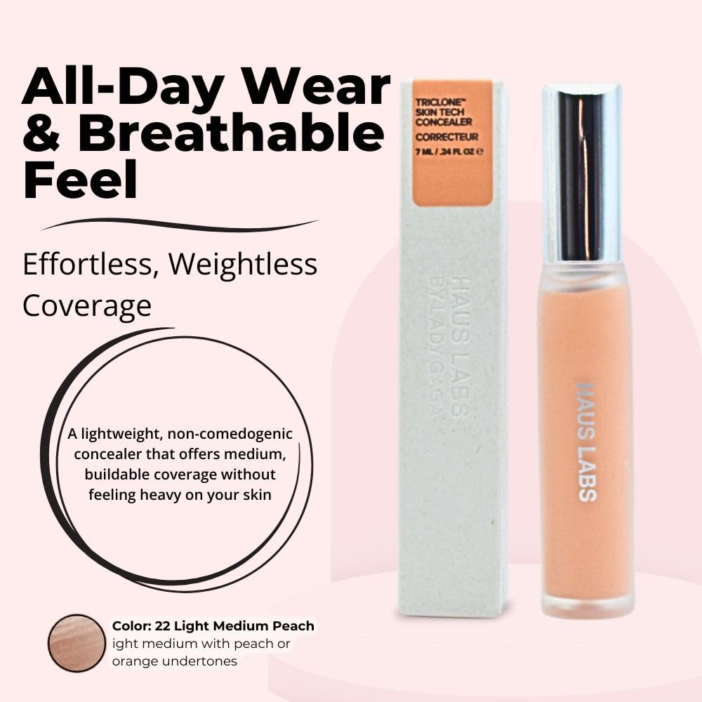 HAUS LABS BY LADY GAGA Triclone Skin Tech Hydrating + De-puffing Concealer with Fermented Arnica 22 Light Medium Peach Haus Laboratories buy supplements canada