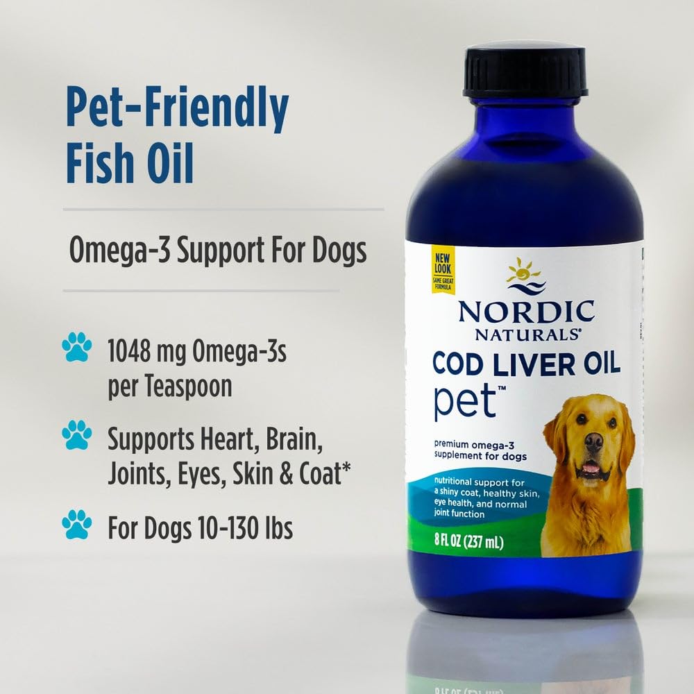 Nordic Naturals Omega-3 Pet Bundle - 2 oz Omega-3 Fish Oil for Small Dogs & Cats, 8 oz Pet Cod Liver Oil Promotes Heart, Skin, Coat, & Immune Health Nordic Naturals buy supplements canada