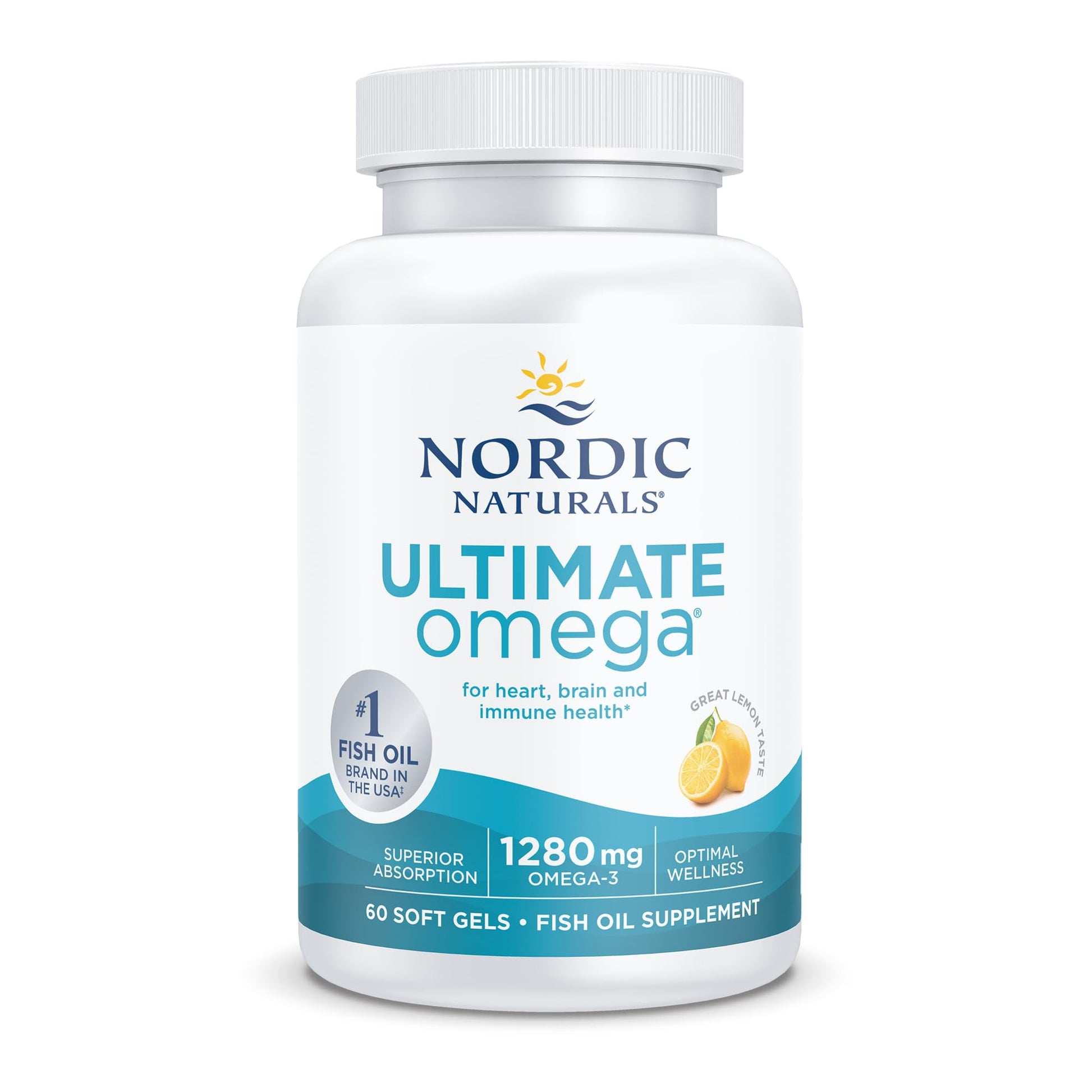 Nordic Naturals Ultimate Omega in Fish Gelatin, Lemon Flavor - 60 Soft Gels - 1280 mg Omega-3 - High-Potency Fish Oil Supplement - EPA & DHA - Promotes Brain & Heart Health - Non-GMO - 30 Servings Nordic Naturals buy supplements canada