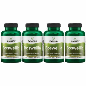 Swanson Boswellia - Herbal Supplement Promoting Joint Support - Ayurvedic Herb for Joint Flexibility & Mobility Support - Made with Boswellia Serrata Resin - (100 Capsules) (4 Pack) Swanson buy supplements canada